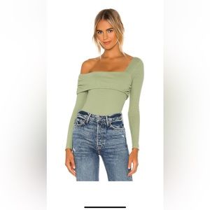 Lovers and friend green asymmetrical bodysuit